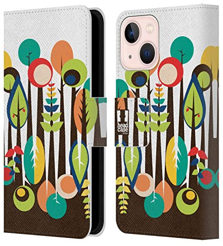 Head Case Designs Bosque Boca Abajo Carcasa de Cuero Tipo Libro Compatible con Apple iPhone 13 Mini