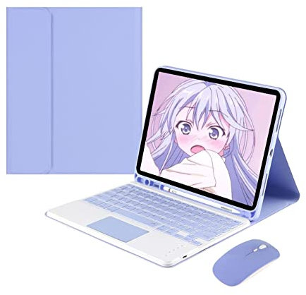 Étui Clavier Bluetooth Compatible avec iPad Air 5/4 10,9 2022/2020, Clavier Détachable sans Fil avec Smart Trackpad et Rainure, Housse Clavier avec Souris pour iPad Air 5/iPad Air 4, Violet