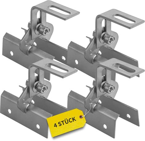 Avoltik Dachhaken Photovoltaik für die sichere Befestigung am Trapezblech 4 Stück I robuste & rostfreie Schienen für Solarmodule aus Edelstahl 1.4301 I verstellbare PV Modul Halterung inkl. Schrauben
