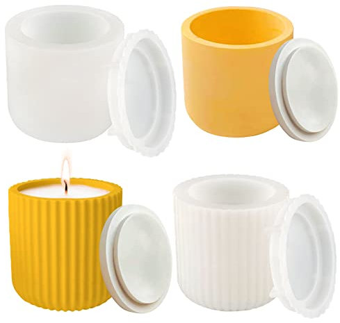 2 pezzi portacandele in silicone con coperchio, candele, portacandele in cemento, tealight, stampo in silicone, con coperchio, in resina, in silicone
