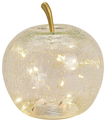 Deko Apfel LED beleuchtet 20 LEDs Deko-Figur Obst aus Glas transparent Wohnungs-Dekoration Herbst-Deko Weihnachten Weihnachts-Deko Weihnachtsschmuck Advent Winter-Dekoration