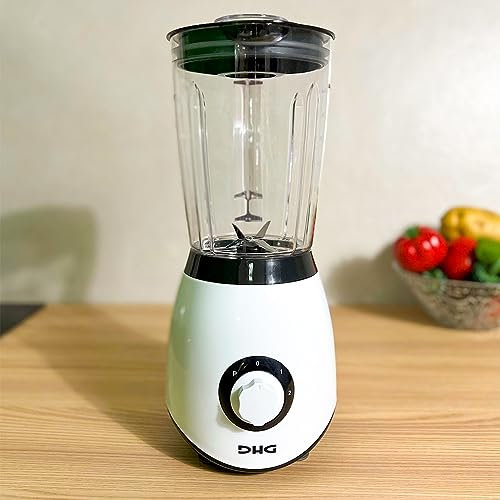 Batidora de vaso de 600W, Jarra ligera y resistente de 1,5L, 2 Velocidades y función turbo, 4 cuchillas de Acero Inoxidable, Cierre Hermético, DHG