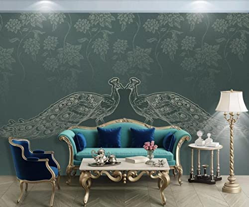 Modernes 3D Pfau Lametta Blühen Tapete Zum Aufkleben Und Abziehen, Entfernbares Wandpapier, Wandbild Für Wohnzimmer, Büro, Hotel, Restaurant, Schlafzimmer, Tv-Hintergrund, Wandposter, Wandkunst 140 (