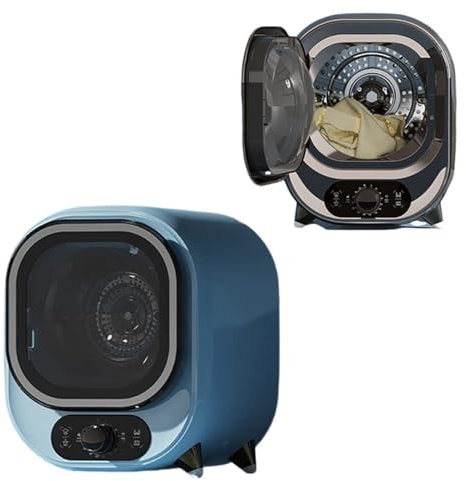 CHHMAELOVE Asciugatrice Piccola da 5 kg 35dB, Asciugatura Tridimensionale ad Aria Calda e Fredda, asciugatrice Portatile da 18 Litri di capacità, Doppio Controllo della Temperatura,Blue