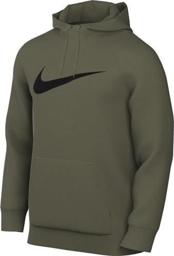Nike Herren Hooded Long Sleeve Top M Nk Df Hdie Po Swsh, Medium Olive/Black, CZ2425-222, XL