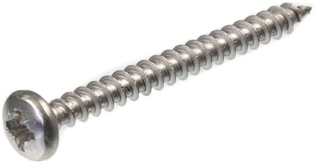 SECCARO Lot de 100 vis à bois à tête bombée 6 x 60 mm en acier inoxydable V2A VA A2 avec filetage complet, cruciforme/PZ