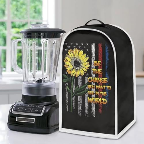 Eheartsgir Sunflower American Flag Blender Cover with Handle Scratches-Proof Juicer Maker Food Processor Stand Mixer Protection Covers Small Kitchen Appliance Dust Cover