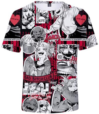 Gooyeh MHA Anime Peripherie Toga Himiko 3D gedruckt Anime Kurzarm-T-Shirt Erwachsene Unisex-T-Shirt lose kurzärmelige Tops