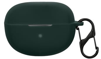 kwmobile Silicone Cover Compatible with Bose Ultra Open Earbuds - Case Cover Stick-On Skin with Clip - Dark Green