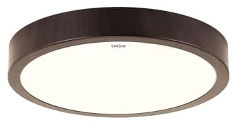 Licht-Erlebnisse LED Deckenleuchte rund Ø 28 cm IP44 in Wenge 4100 K 1260 lm neutralweiß blendarm Badezimmerleuchte Decke Deckenlampe Bad LUCA