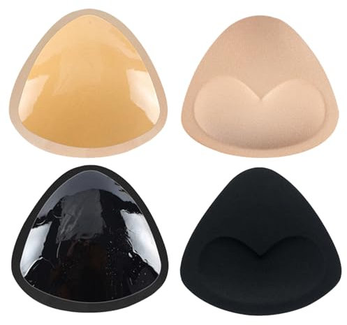 Simsky Zwei Paar abnehmbare Push-up-Pads für BH, selbstklebend, atmungsaktiv, schwarz und beige