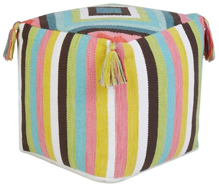 Beliani Pouf Sitzpouf Baumwolle bunt 45x45 cm quadratisch mit EPS-Füllung Boho Moneasa
