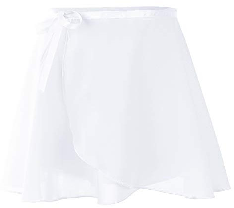Ballettrock Mädchen Chiffon Ballett Wickelrock Tanzrock Verstellbare Taille Krawatten Ballett Rock Damen Weiß L