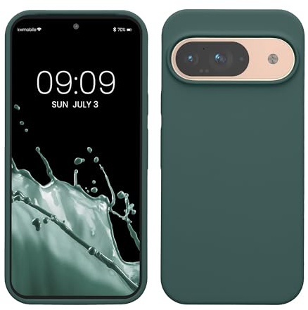 kwmobile Handyhülle für Google Pixel 9 Hülle/Google Pixel 9 Pro Hülle, für Pixel 9 Hülle/Pixel 9 Pro Hülle, für Pixel 9 Case/Pixel 9 Pro Case - Hülle Silikon - kabelloses Laden - Blaugrün
