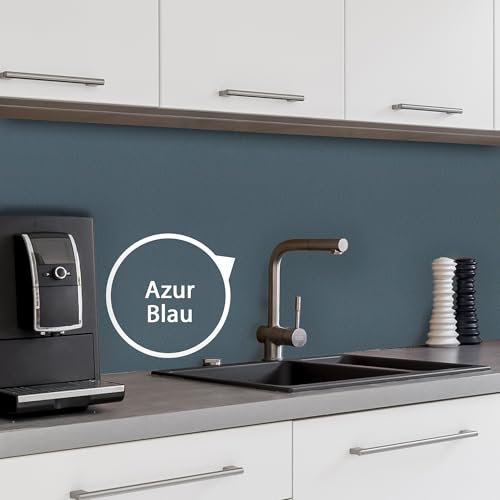 WALLando Premium Küchenrückwand, individueller Größenzuschnitt – Einfach zu montierende PVC-Wandverkleidung für die Küche – Hitzebeständiger Spritzschutz aus Kunststoffplatten – Azur blau