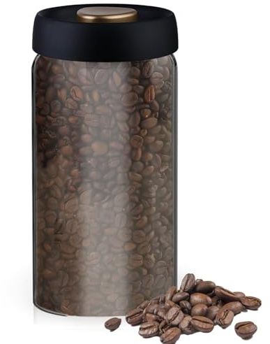 Kaffeedose Luftdicht, Kaffeebohnen Behälter 1.8L, Vorratsdosen Mit Deckel Luftdicht Glas, Vakuum Kaffeedose, Vakuum Kaffee Dose, Vakuumbehälter, Kaffeebohnen-Vorratsbehälter Kaffee, Tee, Kakao, Nudeln