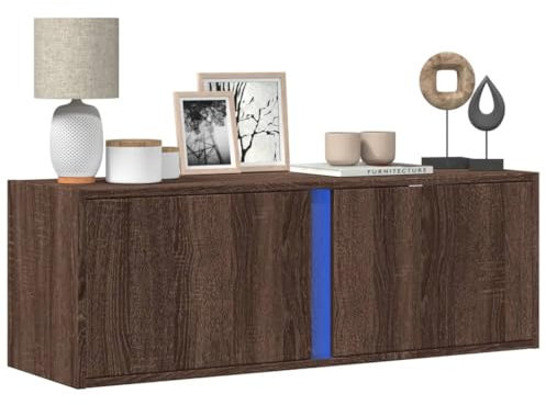 Brokky Mobile TV a Parete con Luci LED Rovere Marrone 100x31x35 cm-Mobile TV Mobile Porta Televisore,Mobiletto Industriale Tavolino Basso Vintage Console per Salotto
