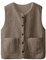 flintronic Gilet Donna in Pile, Soffice Gilet, Gilet Termico Con Button Senza Maniche Giacca Gilet, Tinta Unita Morbido Autunno Inverno Gilet in Pile, Marrone Chiaro, XL