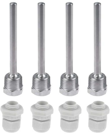 4 Stk 1/2 Zoll Tauchhülsen,8×100mm Edelstahl tauchhülse,G1/2 Zoll Gewinde für Temperatursensor,304 Tauchhülsen,Edelstahl Tauchhülsen,Schutzrohr für Temperaturfühler,Tauchhülse Thermowell,Thermowell