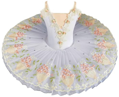 Professioneller Ballett-Tutu für Kinder, bestickter Pfannkuchenteller-Tutu, Tanzkostüme für Mädchen mit Ballerina-Party,B,120