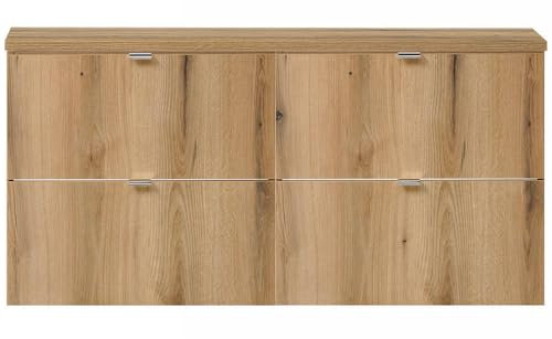 [en.casa] Doppelwaschtisch Skelbolu Unterschrank mit 4 Schubladen Waschbeckenunterschrank Badmöbel 120x60x40 cm Eicheoptik