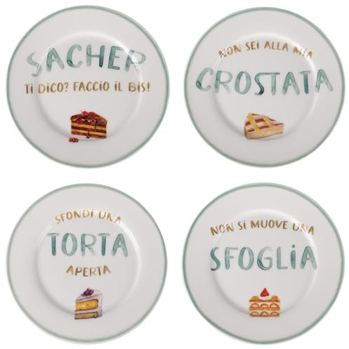 Villa d’Este Home Tivoli 1996 Lot de 4 assiettes à dessert 19 cm en porcelaine New Bone China, LeTravisate