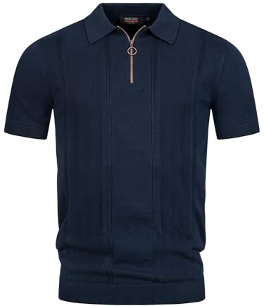 Indicode Herren INSago Poloshirt mit Reißverschluss | Herrenpoloshirt Polokragen Baumwollshirt Navy, XL