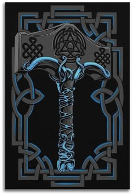 PCMOAUDB Norse Mythology Thor's Hammer Poster Poster Decorative Painting Canvas Wall Posters And Art Picture Print Modern Family Bedroom Decor Posters 08x12inch(20x30cm)