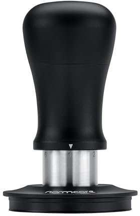 Normcore V5 Espresso Tamper 58,5mm – Kaffeestampfer mit Federmechanismus, 6-stufiger Druckeinstellung, Edelstahl-Ripple-Basis mit Titanbeschichtung, Aluminiumgriff & Silikonständer