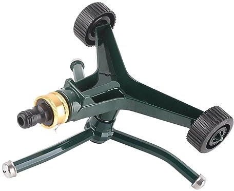 Metall DREI Arm Sprinkler | 360 ° rotierende wetterfeste Rasenbewässerung | G3 / 4 -Anschluss für Garten/Dachkühlung/Hausrasen | Edelstahl mit gewichteter Basis