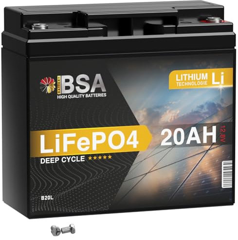 BSA LiFePO4 12V 20Ah Lithium Batterie Solar Akku Photovoltaik Wohnmobil Batterie USV statt 22Ah 24Ah