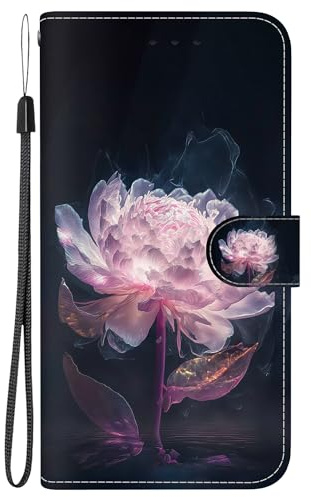 BLOTECH SchutzHülle Wallet Flip für Oneplus 8 PRO Telefongehäuse Case Hautfreundliches Holster Lila Blumen Muster 3 Card Slots Schnalle Etui Protective Flip Wallet Phone Case für Oneplus 8 PRO