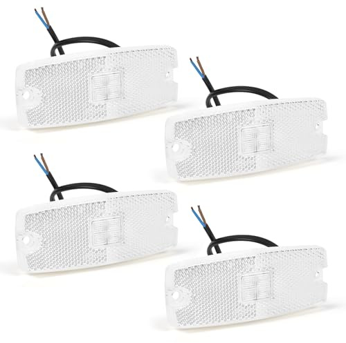 AOHEWEI 4 x Weiß LED Seitenmarkierungsleuchten Lkw Markierungsleuchten Pkw Anzeige Positionsleuchte Lampe Vorderseite mit Reflektor für Anhänger Van Wohnwagen 10~30V ECE-genehmigt