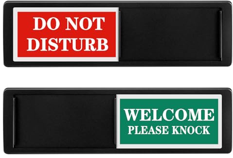 Do Not Disturb Door Sign and Welcome Please Knock Sign, Slider Door Indicator Sign for Office Home, Privacy Sign Sliding Doors Signs, 1 Pack (7 x 2 Inch)