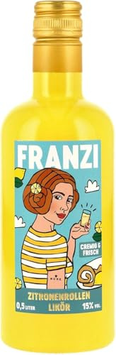 Franzi | Zitronenrollen Likör | 500 ml | 15% Vol. | Samtig weicher Sahnelikör | Geschmack von Zitrone und Vanille