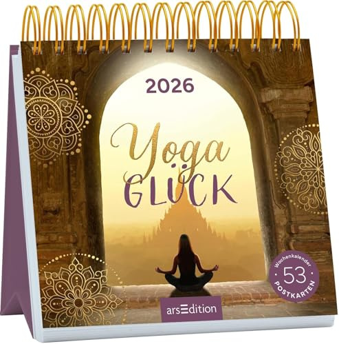 Yogaglück - Postkartenkalender 2026 - arsEdition-Verlag - Aufstellbar - Wochenkalender mit 53 Postkarten für achtsame Momente - 17 cm x 17 cm