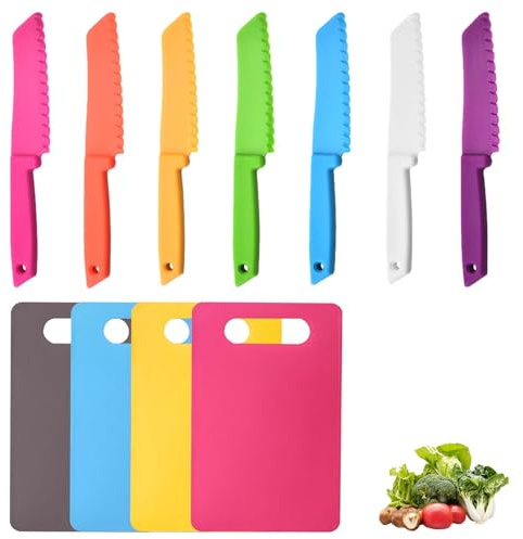 11Pc Toddler Knife Set for Chopping with Cutting Board,Childrens safe Knife | childrens knife set for chopping safety, childrens chopping boards, kids cutting knife set, child friendly knives for cooking