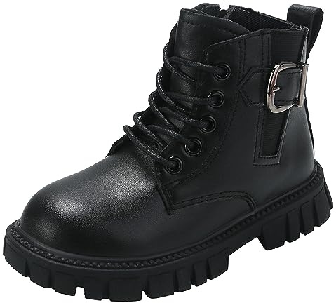 Bottes d'hiver pour femmes et enfants, chaussures tendance, talon épais, semelle souple, bottines décontractées, confortables et respirantes, Noir , 27 EU