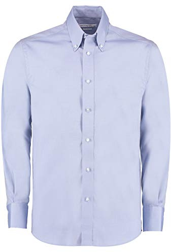 Kustom Kit Men's Tailored Fit Premium Oxford Kk188 Regular Fit Plain Button Down Long Sleeve Business Shirt, Blue (Light Blue), 16