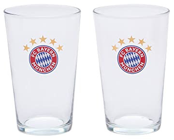 FC Bayern München - Fanglas - 2er-Set Glas Trinkglas FCB