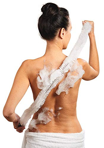Burwells Long Reach Loofah Back & Foot Cleaning Brush 1.1m Soft Bristles Wooden Handles Bath Shower
