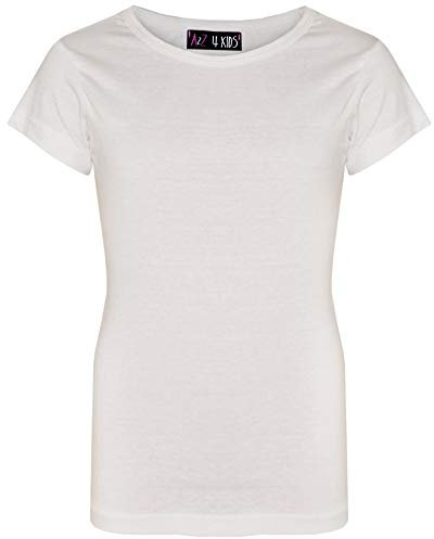 A2Z 4 Kids Girls T Shirts Cotton Plain Tie Dye Short Sleeves T Shirts Top Soft Feel Trendy - Girls T Shirt White 11-12
