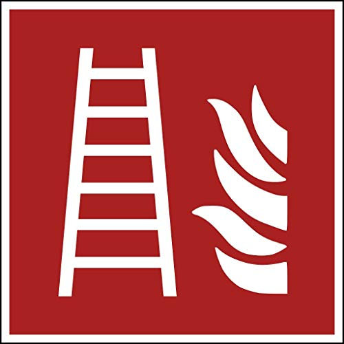 Aufkleber Brandschutzzeichen Feuerleiter Symbol Schild 5-40cm Folie selbstklebend nach ISO 7010 made by MBS-SIGNS in Germany, Größe: 20x20cm