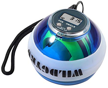 Justech Bola Energética de Entrenamiento con LED Giroscópica, Bola de Potencia Automática para Ejercicio con Pantalla LCD, Accesorios de Fitness para Fortalecer Muñecas, Brazos y Manos