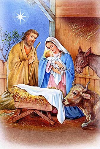 YEESAM ART Diamond Painting Kits Full Drill, Jesus was Born in a Krippe 30x40cm DIY 5D Diamond Art Mosaik Crafts für Erwachsene Kinder Anfänger Kristalle Kreuzstich Weihnachten (Born)