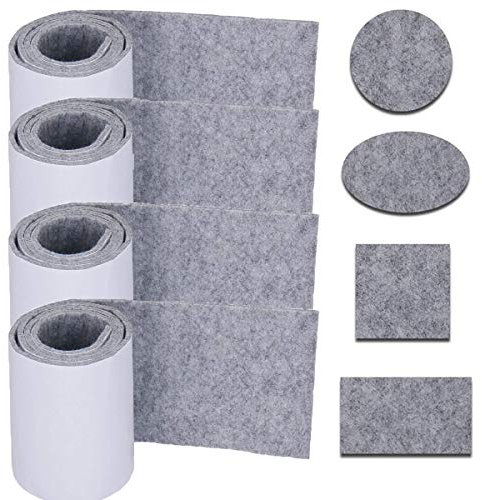 Feltrini per Mobili Parquet, DBAILY 4 Rotoli(100cm*10cm) Antiscivolo Protector Furniture Pads Feltro Adesivo per Mobili Piedi Sedie Tavolo Letto Armadio (Grigio)