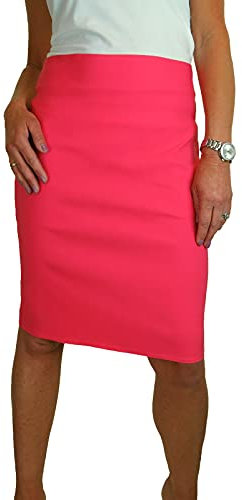 icecoolfashion Women's Stretch Smart Casual Bodycon Pencil Skirt Coral (12)