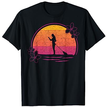 Stand Up Paddler SUP Retro Blumen Stand Up Paddling T-Shirt
