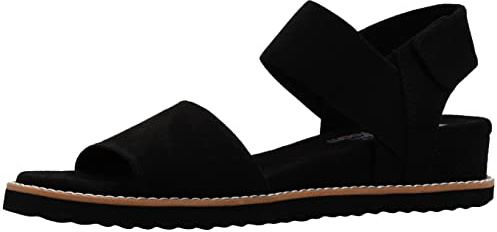 Skechers Damen Desert Kiss Stretch Quarter Strap Sandal Flat, Schwarz, 36 EU Weit