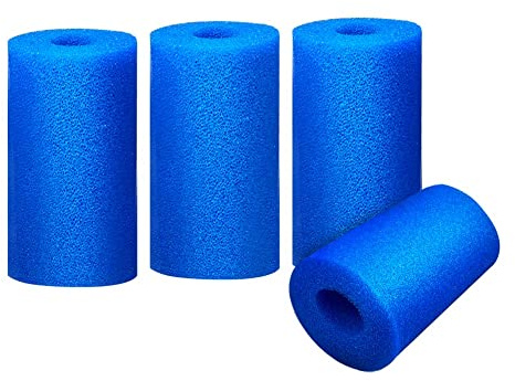 Ovtai Lot de 4 Éponge Filtrante Type A, Éponges Filtrantes pour Piscine - Bleu - 200 x 100 mm - pour Filtre Piscine, Réutilisables et Lavables, Filtre en Mousse pour Spa, Piscine